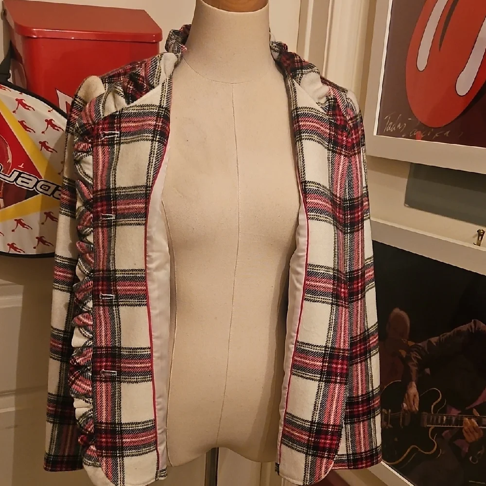 Talbots Cream And Red Plaid Blazer - Picture 5 of 8